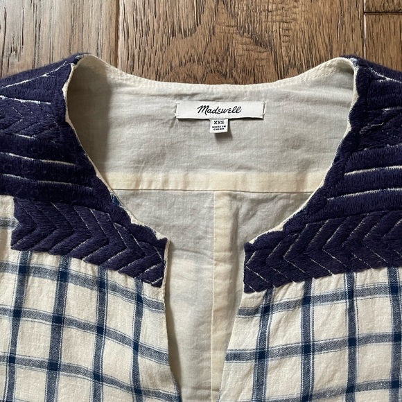 Madewell Linen Windowpane Check Dress with Embroidery - Picture 10 of 15